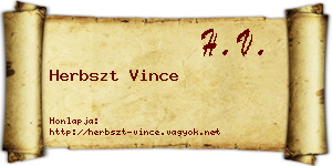 Herbszt Vince névjegykártya